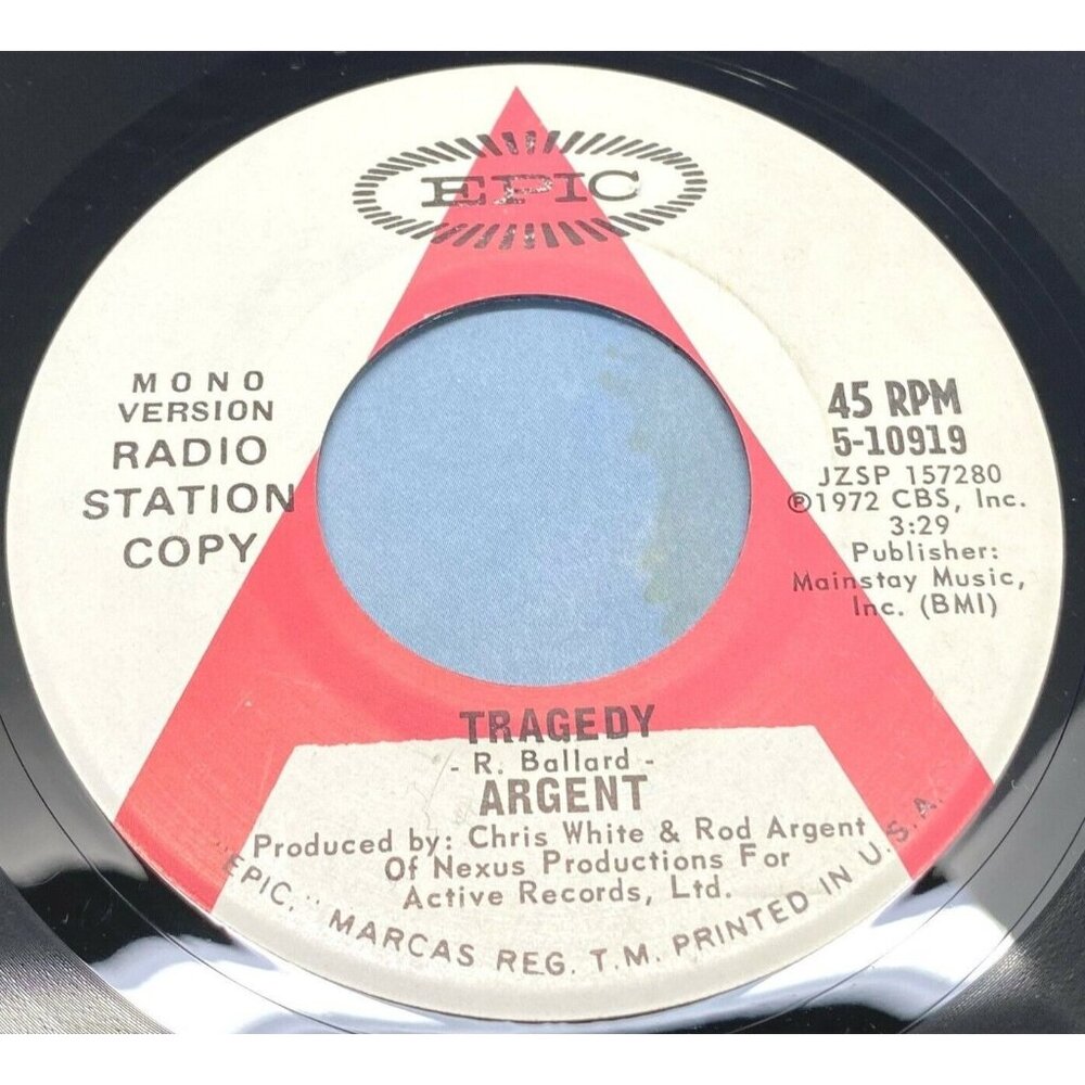 Argent Tragedy / Hes A Dynamo 45 Vinyl 70s Classic Rock Record Promo NM Epic
